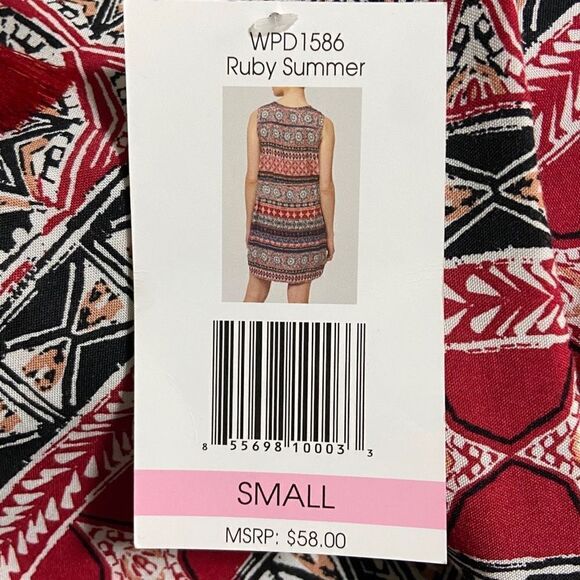 NWT beachlunchlounge Rayon Ruby Summer Tribal Bohemian Tassel Dress Size S - Picture 8 of 12